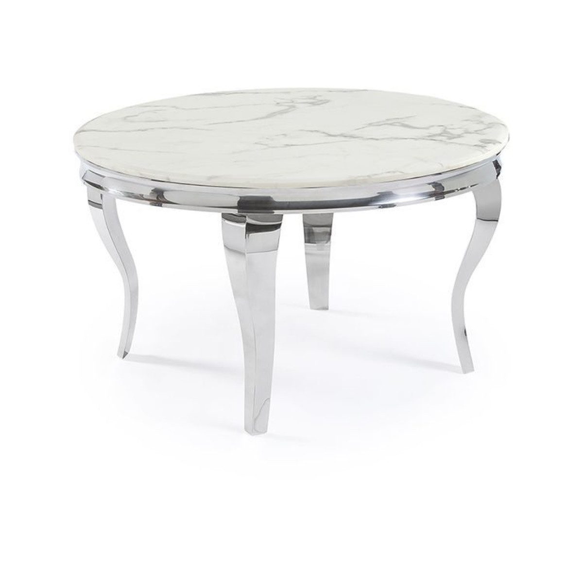 alesvelt Couchtisch Milano Rund 100 cm Edelstahlbeine Glas/Marmorplatte (1x Couchtisch), 100 cm