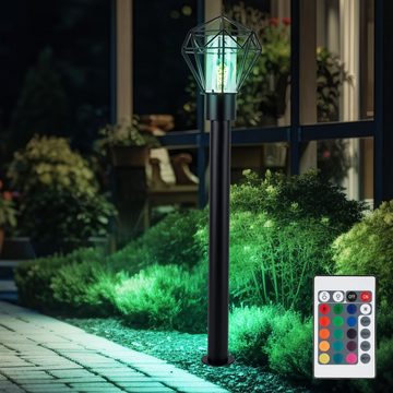 Globo LED Außen-Stehlampe, Leuchtmittel inklusive, Warmweiß, Farbwechsel, Außenstehlampe Wegelampe Sockellampe dimmbar Fernbedienung RGB LED 2x