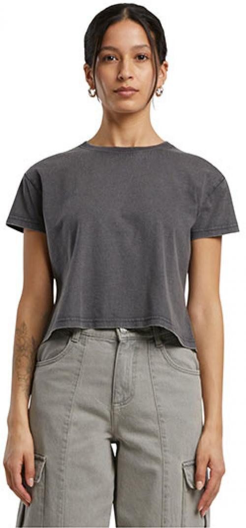 Build Your Brand Rundhalsshirt Ladies Vintage Cropped Tee Damen T-Shirt kurz