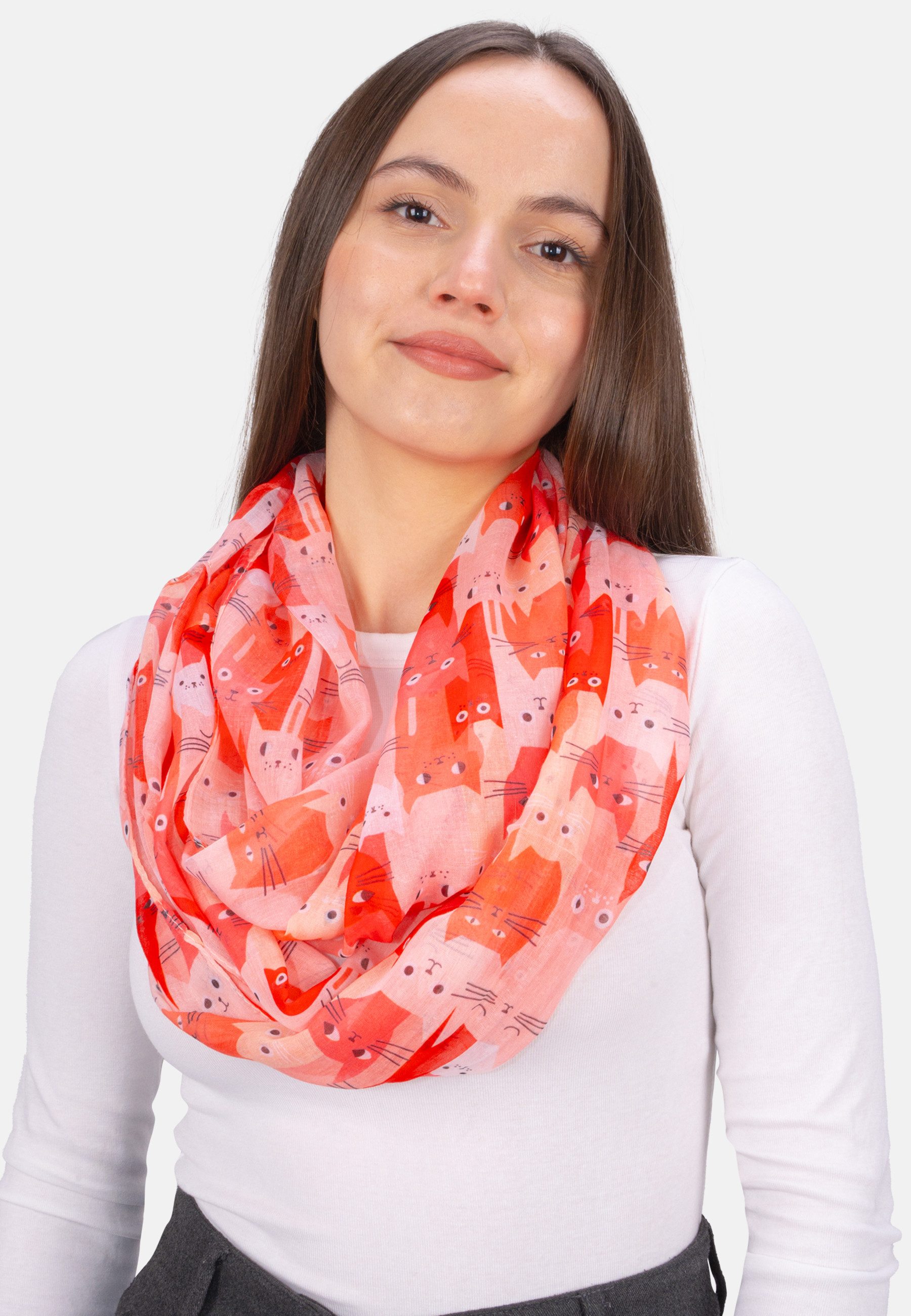 Seasons of April Loop Loop Molly, Damen Loop-Schal mit Katzenmuster – Leich günstig online kaufen