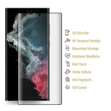 Protectorking Schutzfolie 6x 9H Panzerglas für Samsung Galaxy S22 Ultra FULL CURVED Displayschut, (6-Stück), Displayschutzglas, Schutzglas Echtglas Tempered 9H Härte HD-KLAR