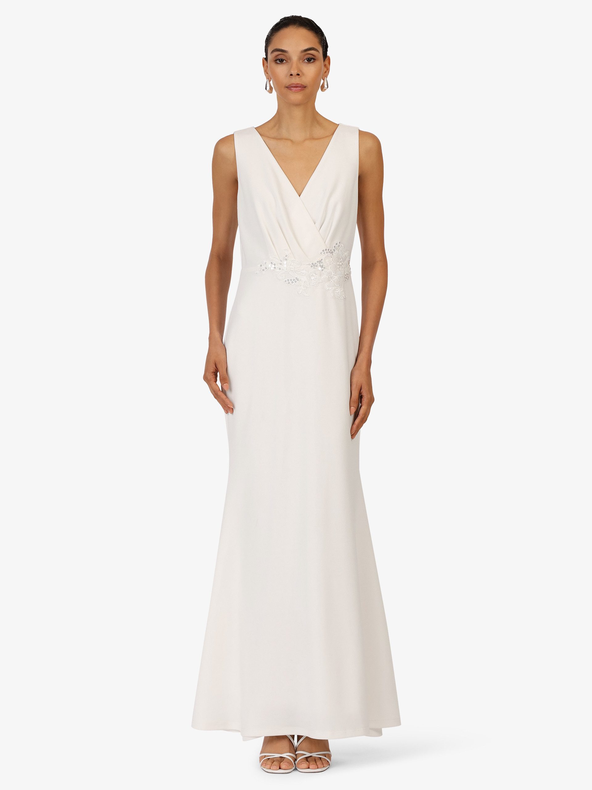 Kraimod Abendkleid mit Wickeloptik und Stickdetails