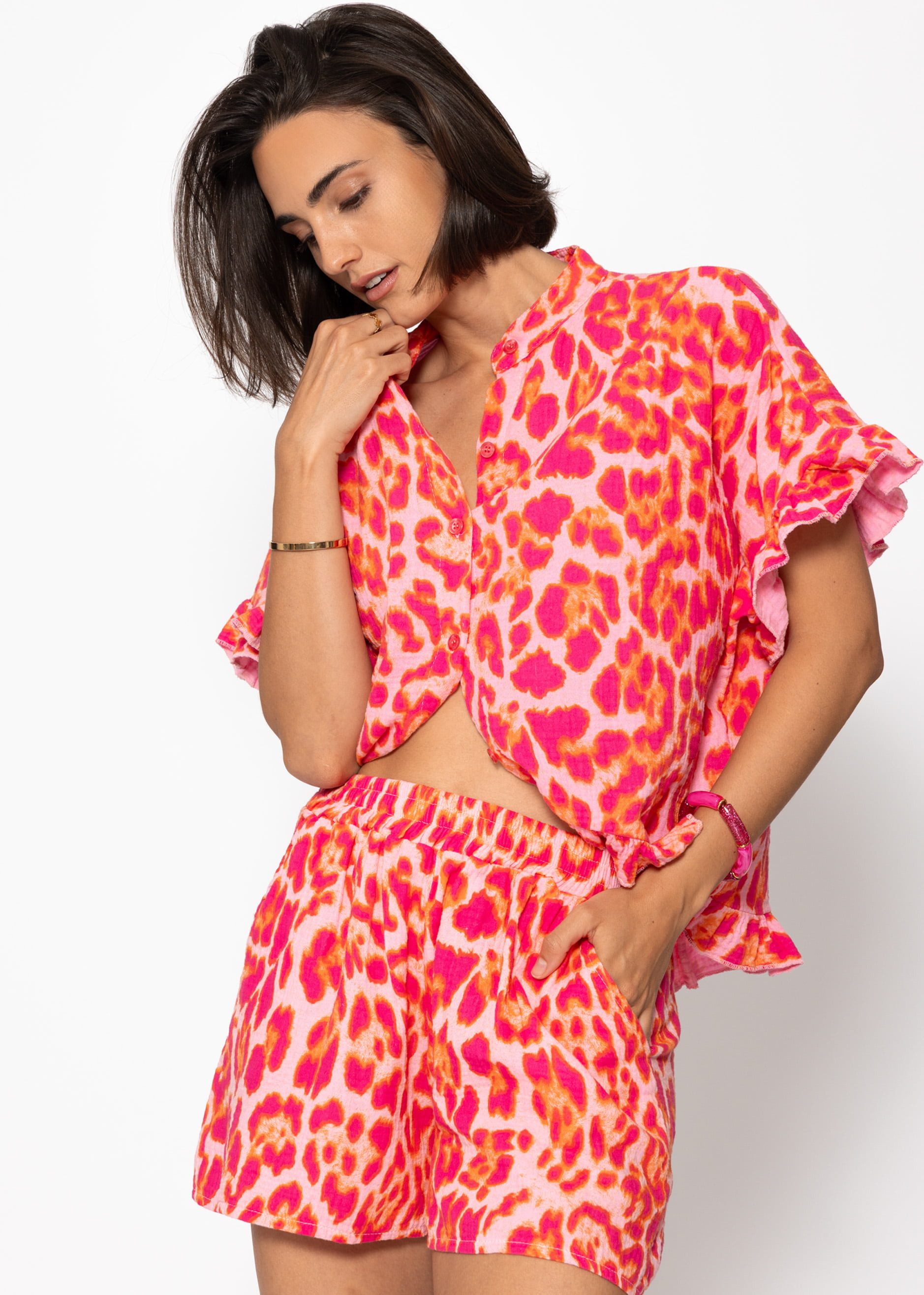 SASSYCLASSY Kurzarmbluse Oversize Musselin Hemdbluse Damen günstig online kaufen