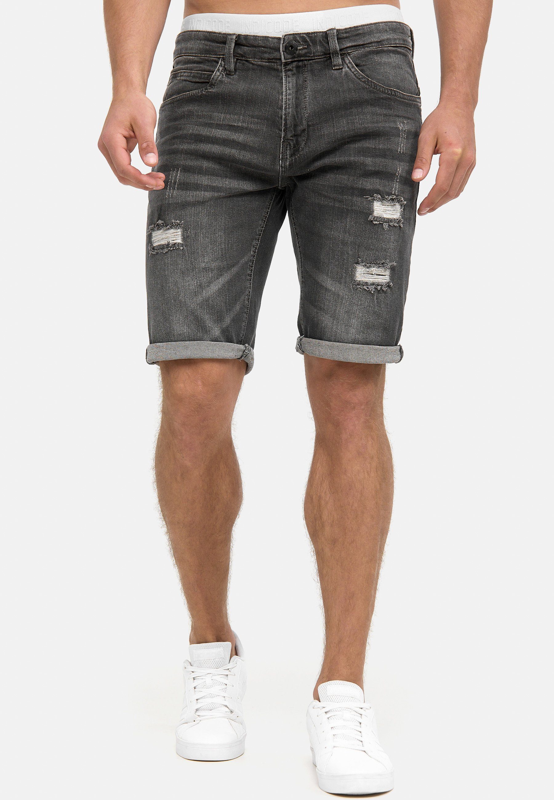 Dk Holes Grey - Jeansshorts Indicode Caden