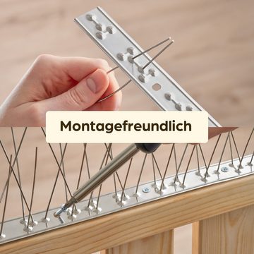 Praknu Taubenspikes Taubenabwehr auf dem Balkon - Stacheln aus Edelstahl - 3m Vogelabwehr, 24,5x8x9,5 cm, 12er Set, Taubenschutz - Einfache Montage für Dach, Balkon und Zäune