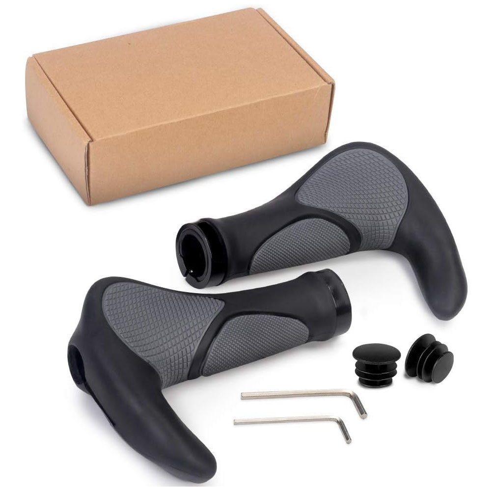 AFKSMILE Fahrradlenkergriff Fahrradgriffe ergonomisch, Lenkergriffe für MTB, Trekkingrad, E-Bike, Faltrad Griffe mit Zwei Seiten Lock-On Design aus rutschfestem Gummi