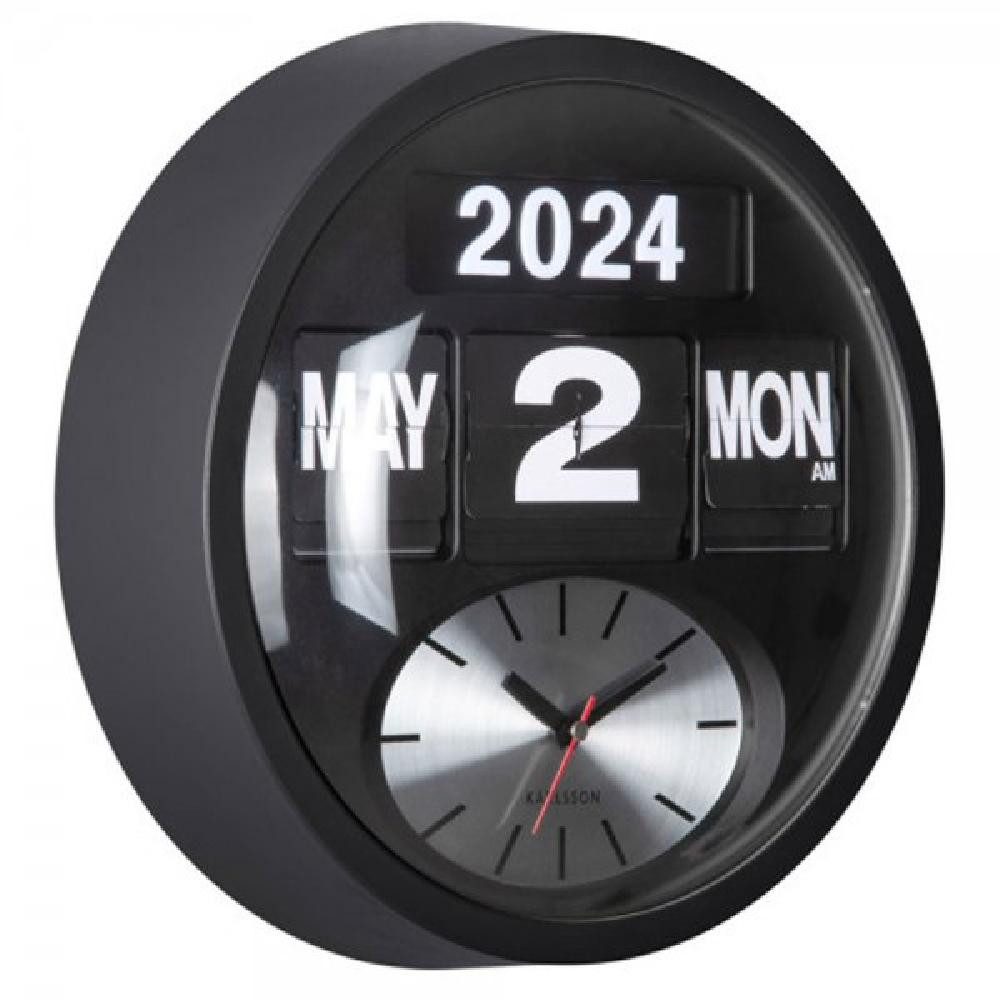 Karlsson Uhr Wanduhr Round Flip Schwarz