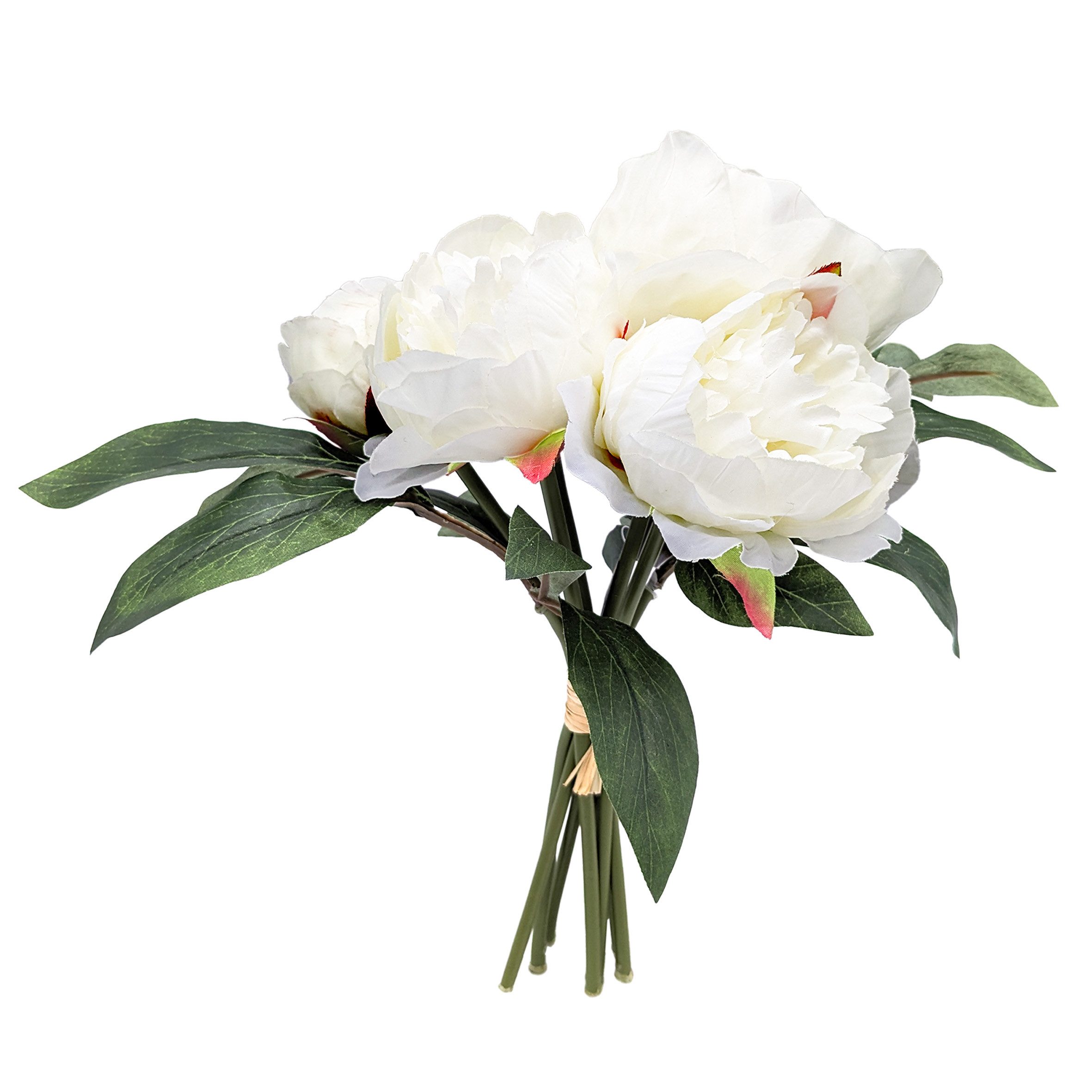 Kunstblumenstrauß Pfingstrosen Strauß künstlich 30 cm Pfingstrose, Spetebo, Höhe 30 cm, Deko Blumenstrauß gebunden