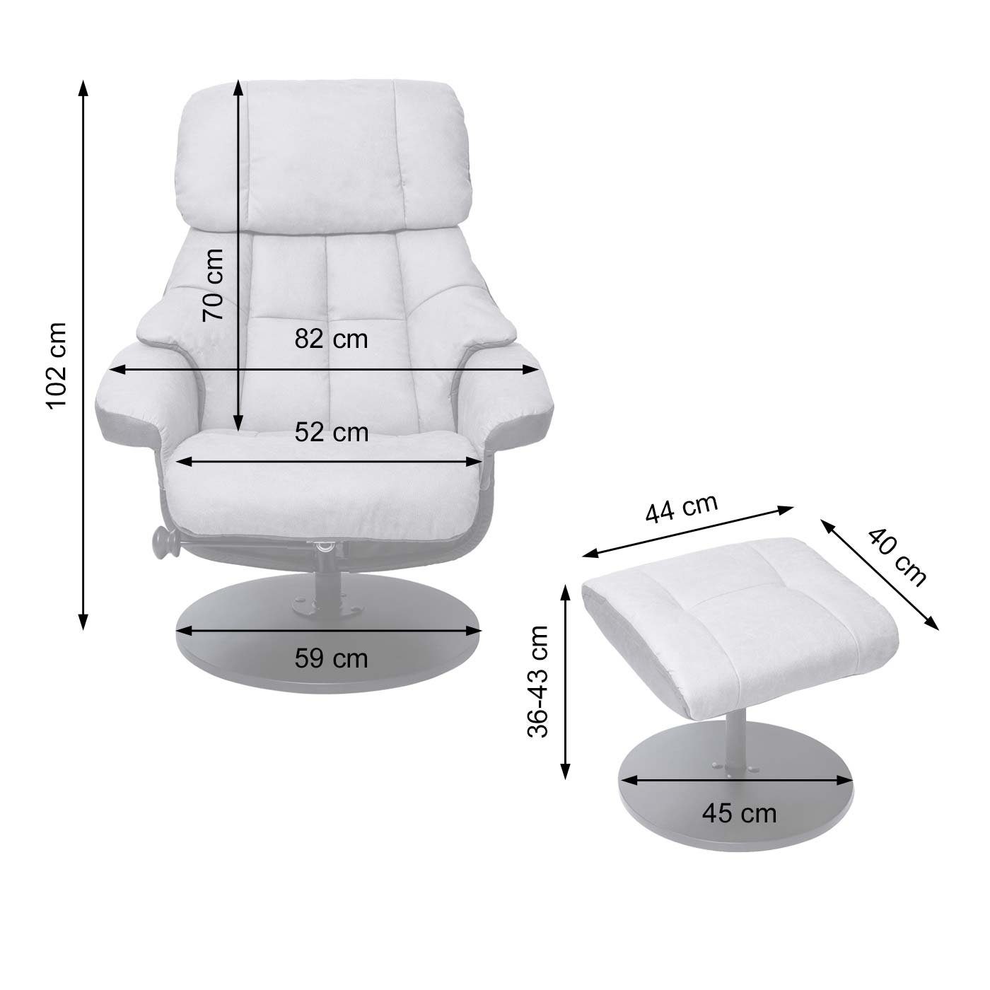 MCA furniture Relaxsessel MCW-F21, stufenlos einstellbare drehbar um 360° verstellbar, Widerstandskraft