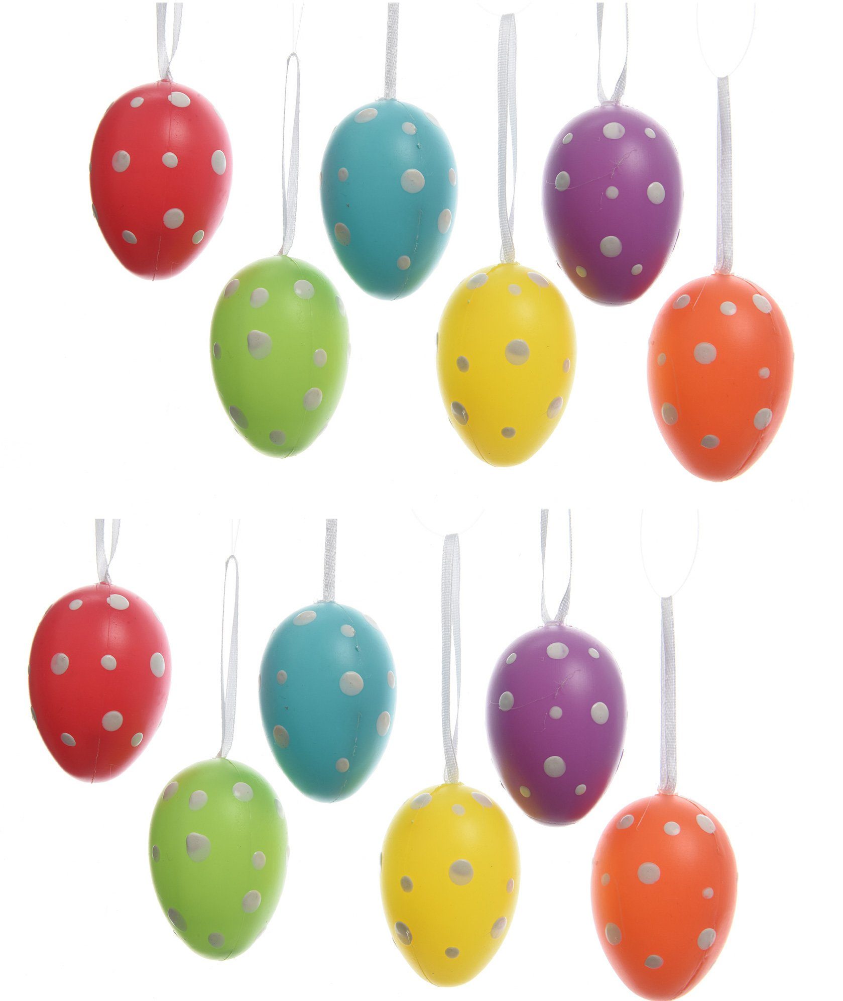 Decoris season decorations Osterei, Ostereier zum Aufhängen bunt mit Punkten 6cm, 12 Stück