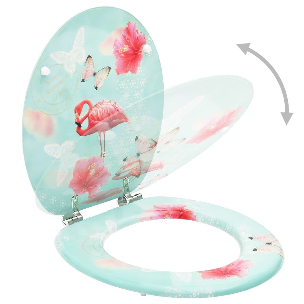 vidaXL WC-Sitz Toilettensitz mit Deckel MDF Flamingo-Design (1-St)