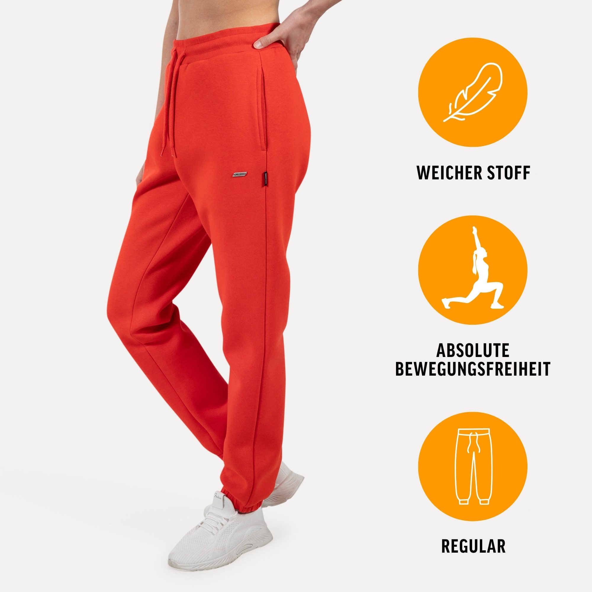 Smilodox Jogginghose Laurena, Regular Fit Sweathose mit Kordelzug am Bund, Metallabel angenehmes Material Bündchen an Beinabschlüssen Sport Alltag Fitness