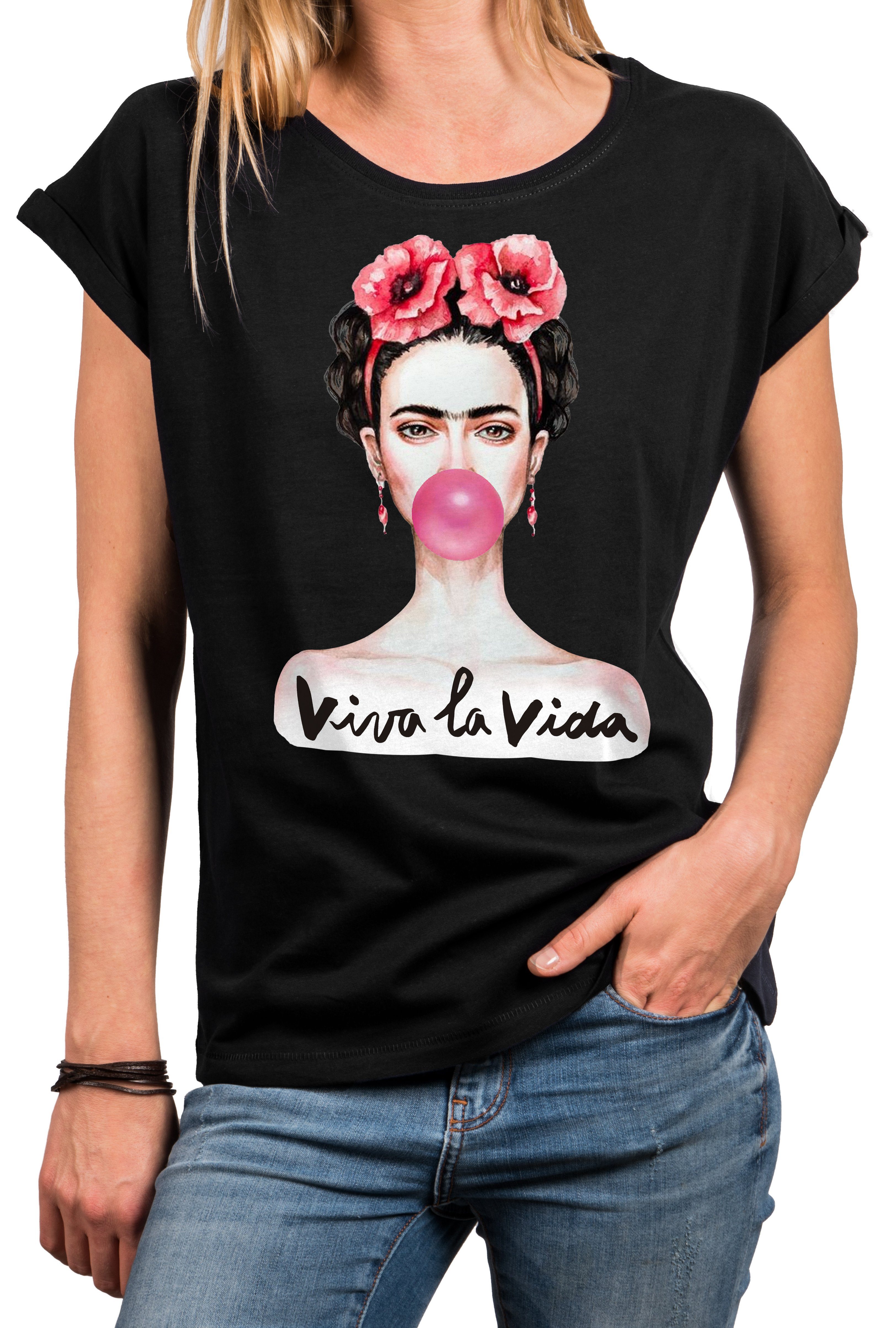 MAKAYA Print-Shirt Damen Fridas Fashion Top Modische Sommer Oberteile Bekleidung Frauen große Größen
