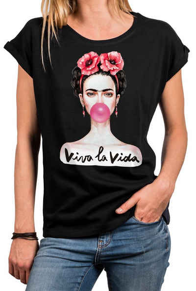 MAKAYA Print-Shirt Damen Fridas Fashion Top Modische Sommer Oberteile Bekleidung Frauen mit Druck, aus Baumwolle, große Größen