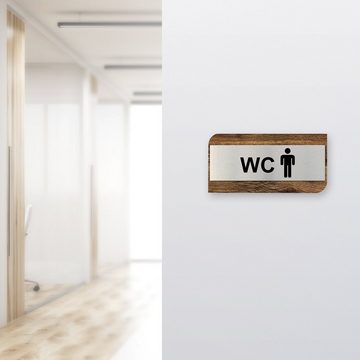 Kreative Feder Hinweisschild "Toilette Herren" - modernes Business-Schild aus Holz und Alu, für Innenräume; ideal für Büro, Schule, Universität