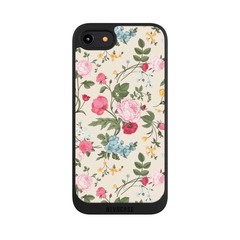 NIVOCASE Handyhülle Vintage Ornamente Blumen Vintage Beauty, Apple iPhone 7 Handyhülle Hülle NIVOpure Case Schwarz