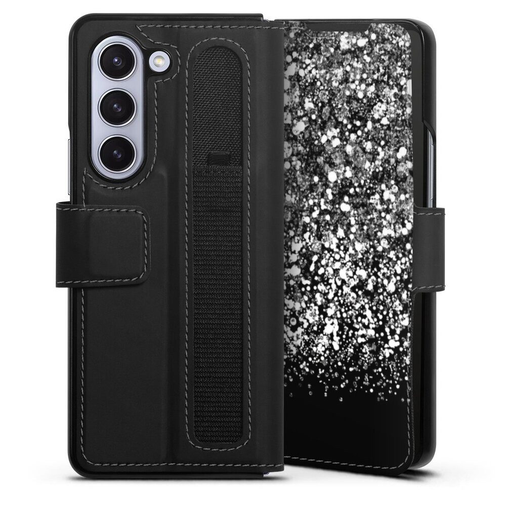 DeinDesign Handyhülle Glitzer Look Schneeflocken Muster Snow Fall Glitter Look, Samsung Galaxy Z Fold 5 Hülle Handy Flip Case Wallet Cover