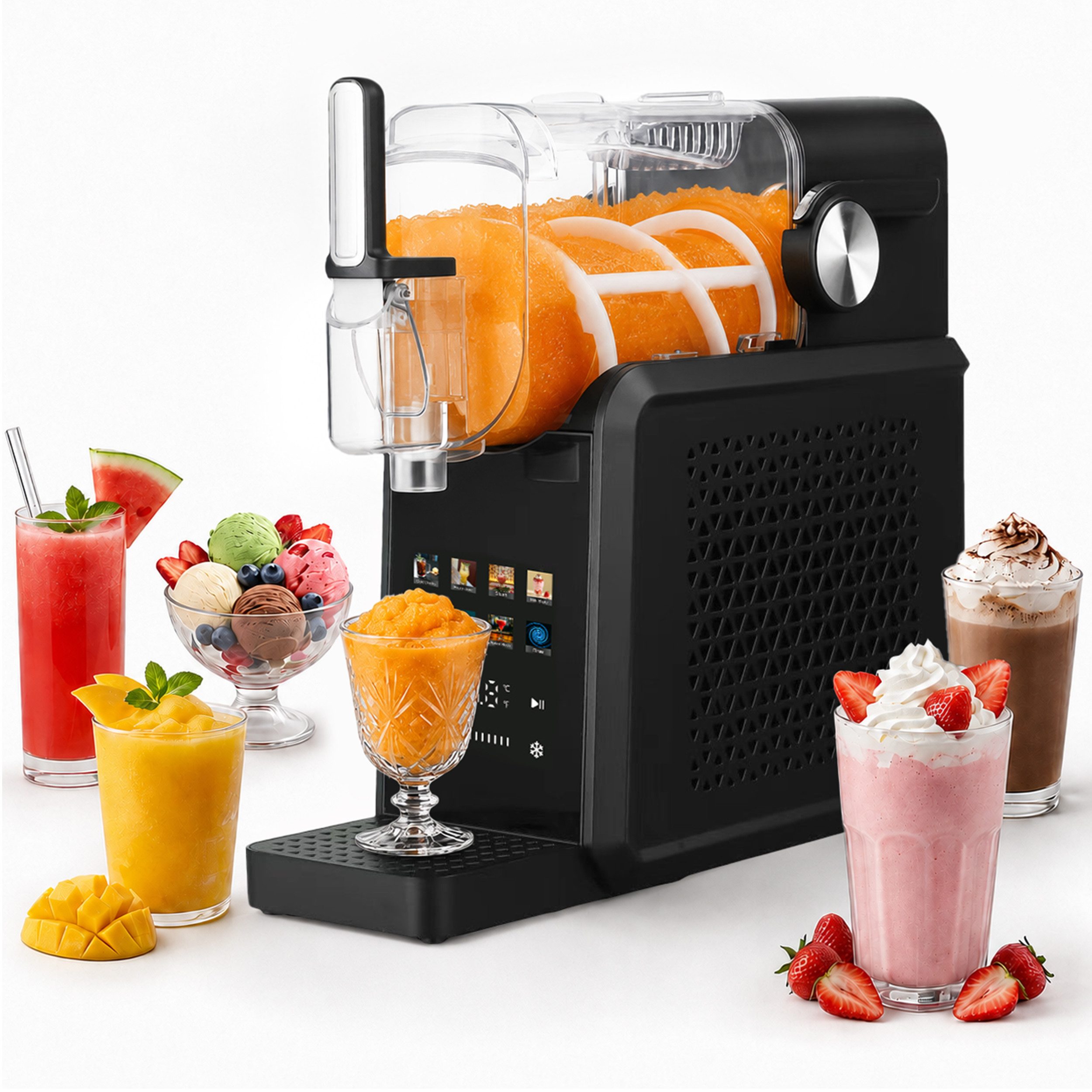 WHEELYOU Slush-Eismaschine 8-in-1 Slush Maker, Selbstreinigung, 10 Konsistenzstufen, 1,8 l, 200 W, Kompressorkühlung ohne Eiswürfel, Touch-Bedienfeld, Ca. 15–60 Min.