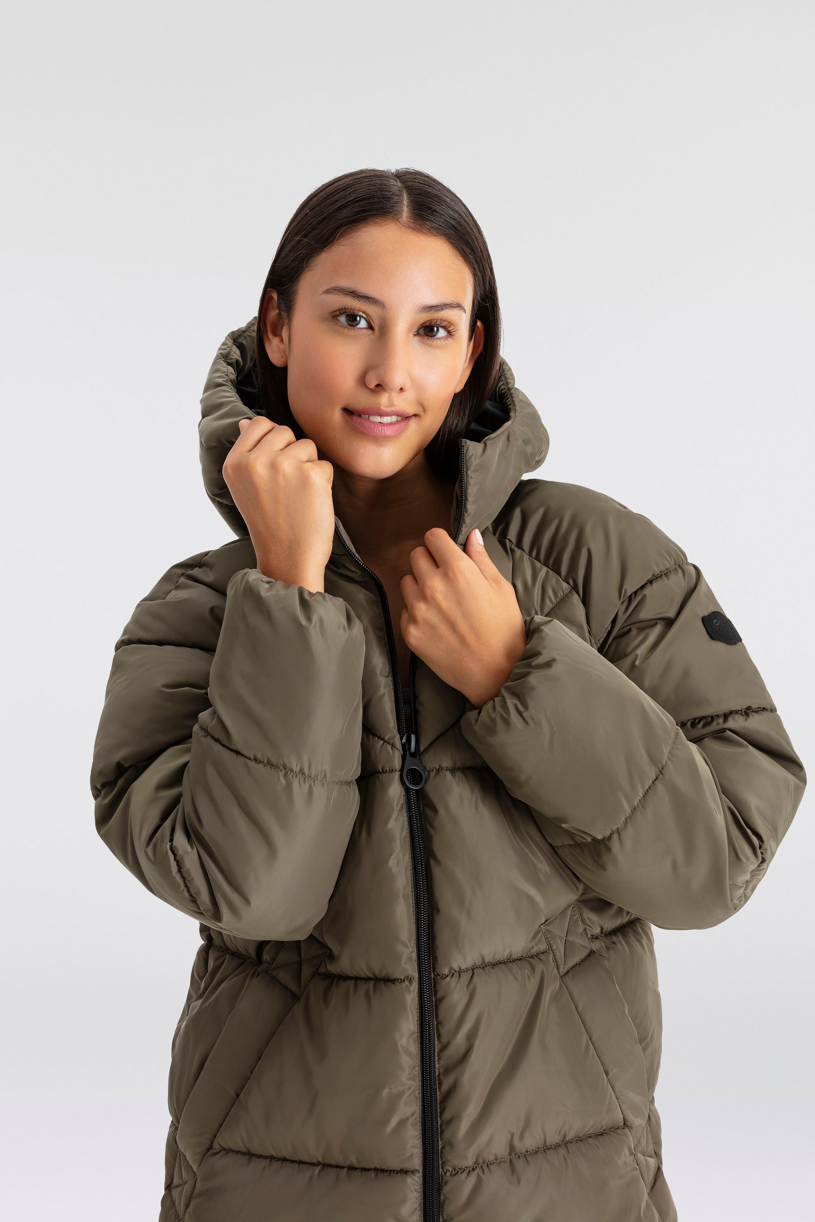 ONLY Steppmantel ONLAMAND – Langer Puffercoat mit 2-Wege-Reißverschluss lässig geschnitten, modisch, Steppware, Materialmix, hochschließend