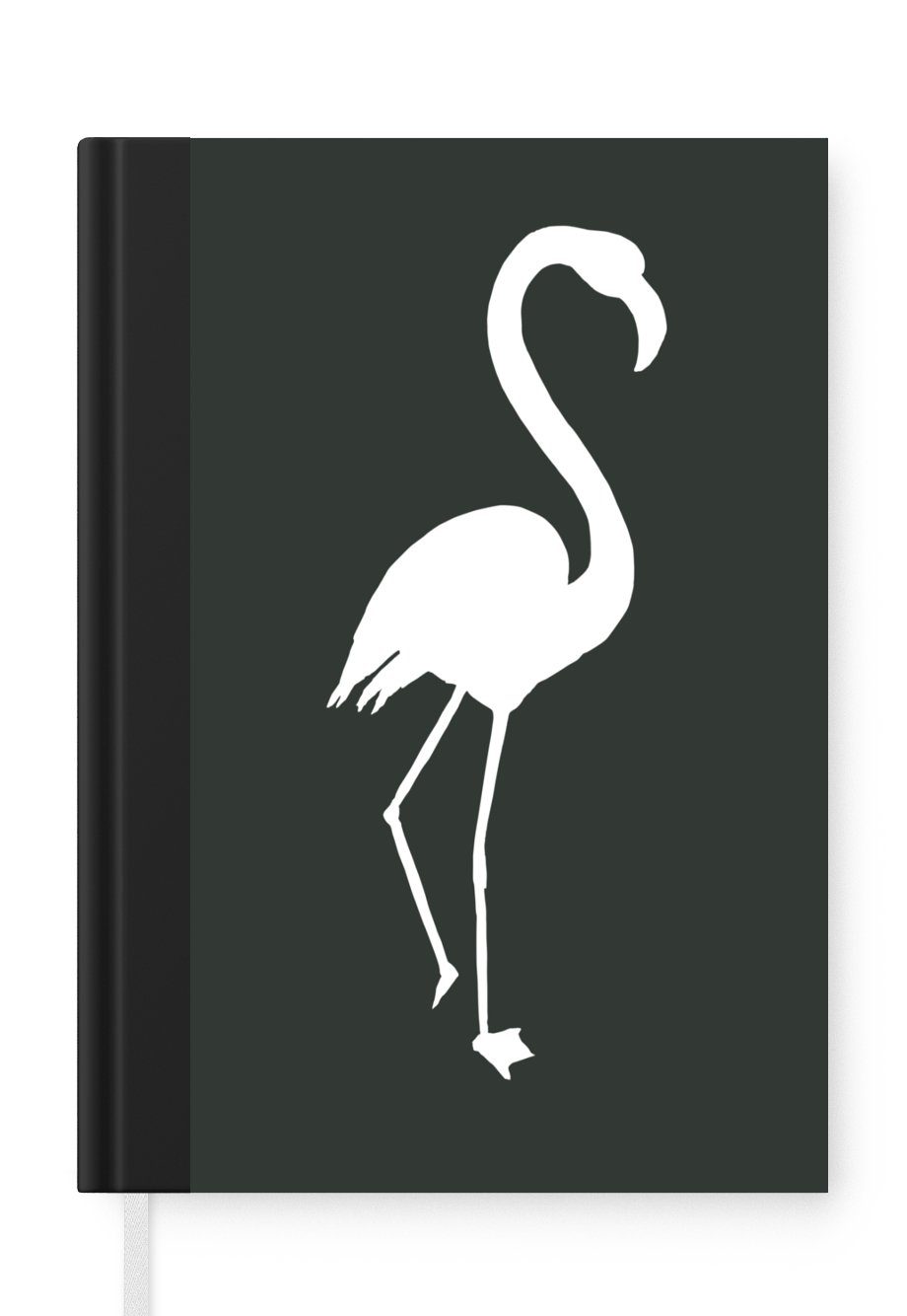 MuchoWow Notizbuch Scherenschnitt - Flamingo - Weiß, Journal, Merkzettel, Tagebuch, Notizheft, A5, 98 Seiten, Haushaltsbuch