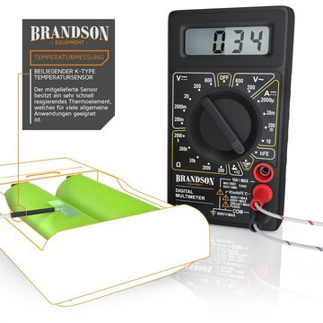 Brandson Multimeter, Digital Multimeter mit 1,9“ Display und Diodentests Voltmeter / Amperemeter / Ohmmeter