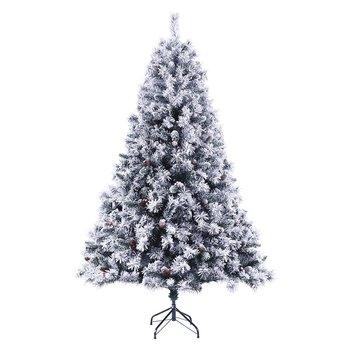 SVITA Künstlicher Weihnachtsbaum Weihnachtsbaum, Nordmanntanne, 1017 Spitzen, Schnee, Tannenbaum, Kunstbaum, PVC, 210 cm