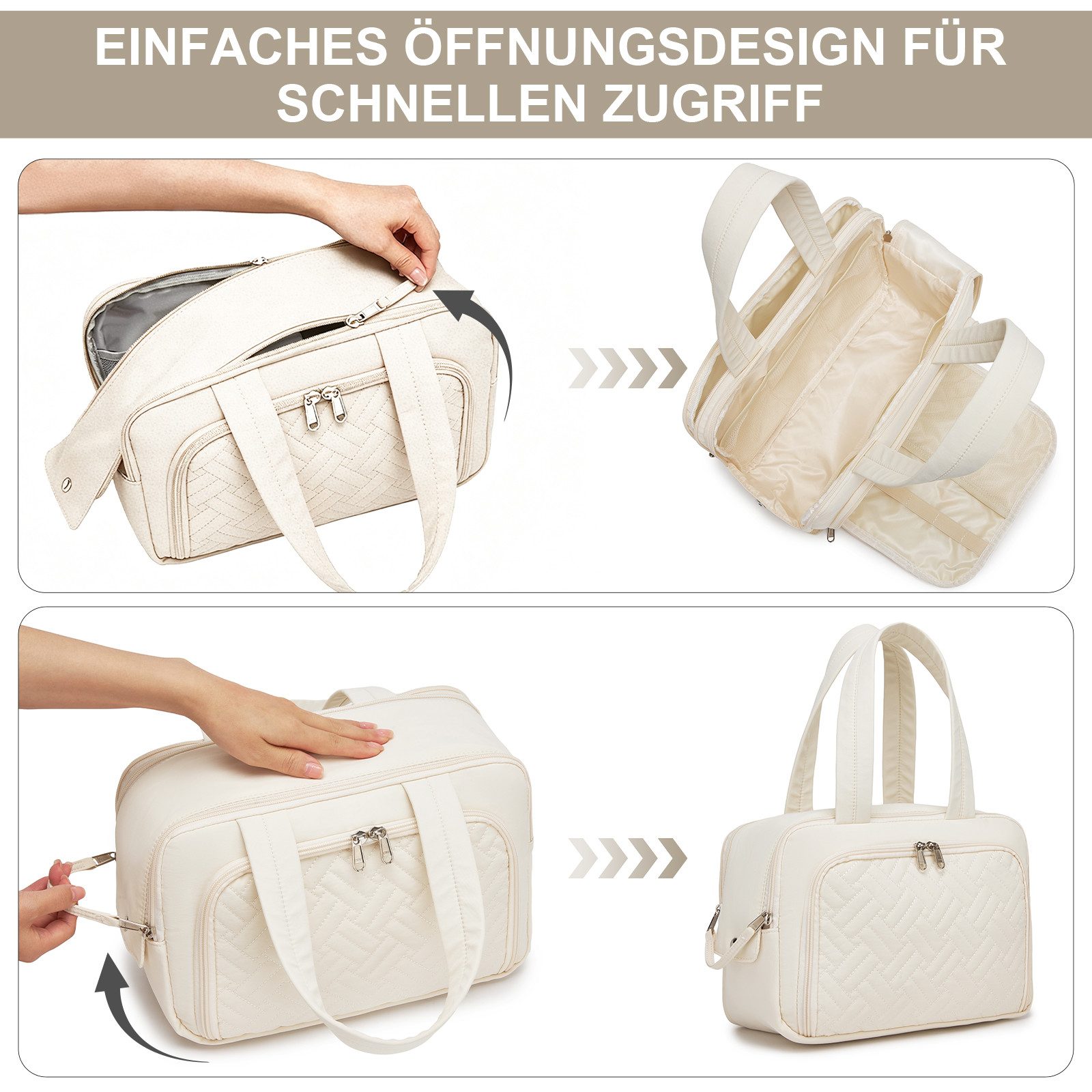 KONO Kulturbeutel Damen – Große Reise Kosmetiktasche mit großer Öffnung