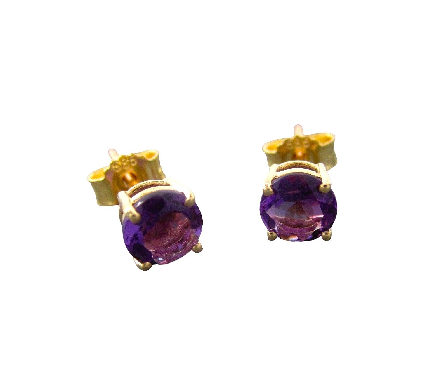 NICEANDnoble Paar Ohrstecker 585er Gelbgold Ohrstecker Amethyst 5 mm