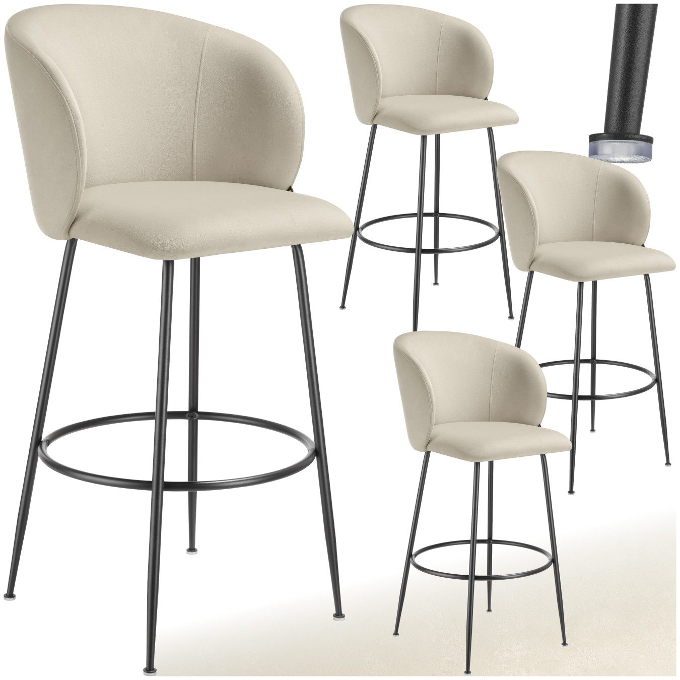 tectake Barhocker Barstuhl, in Samtoptik, gepolstert günstig online kaufen