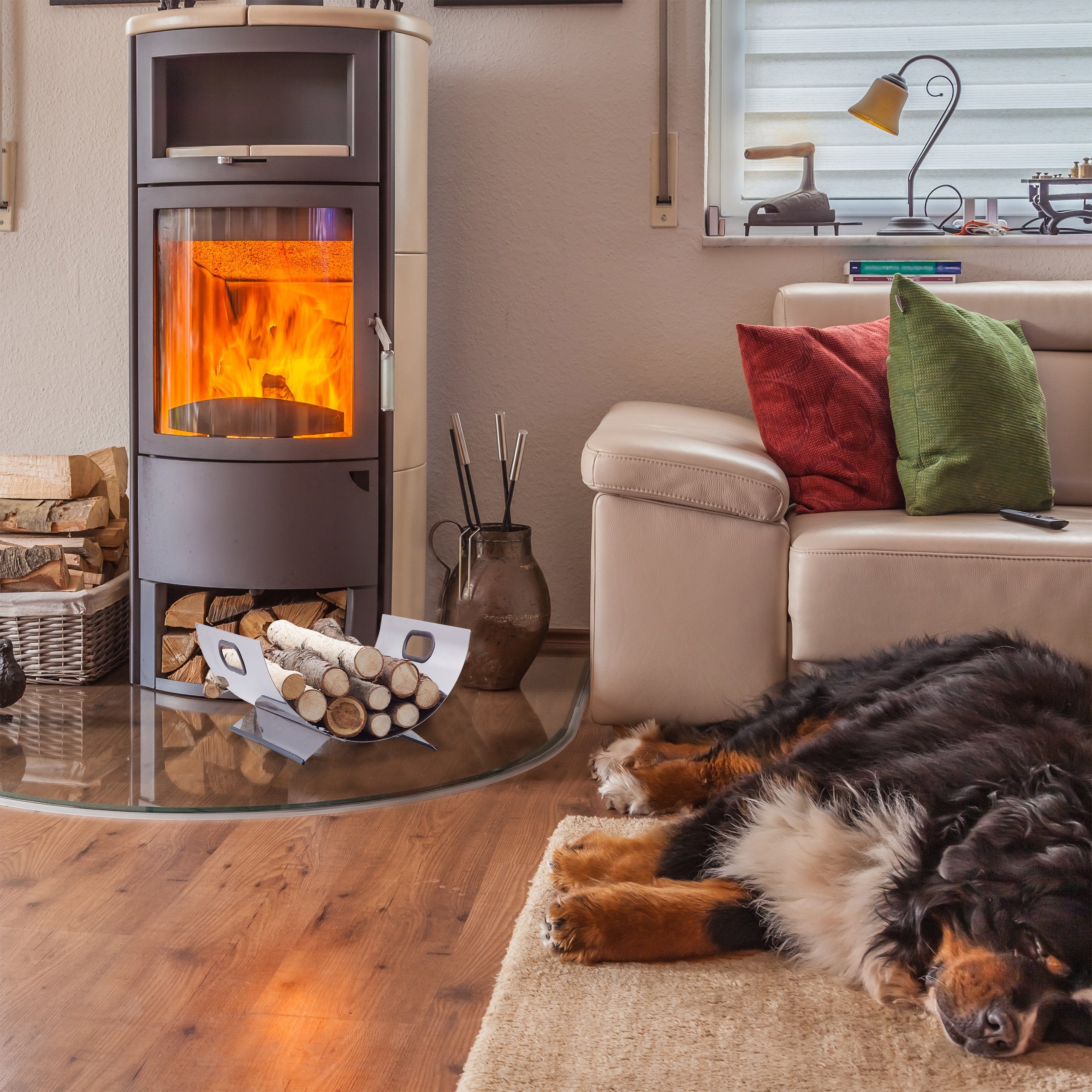 relaxdays Kaminholzkorb Edelstahl (1 St) – Bild 5 von 5