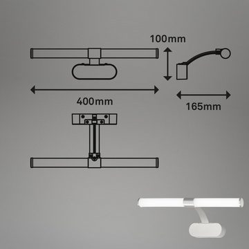 Briloner Leuchten LED Spiegelleuchte 2121014, 2 in 1 Montage, LED fest verbaut, Badlampe, 40x16,5cm, Chrom-Matt, 6W, Spritzwasserschutz, Spiegellampe