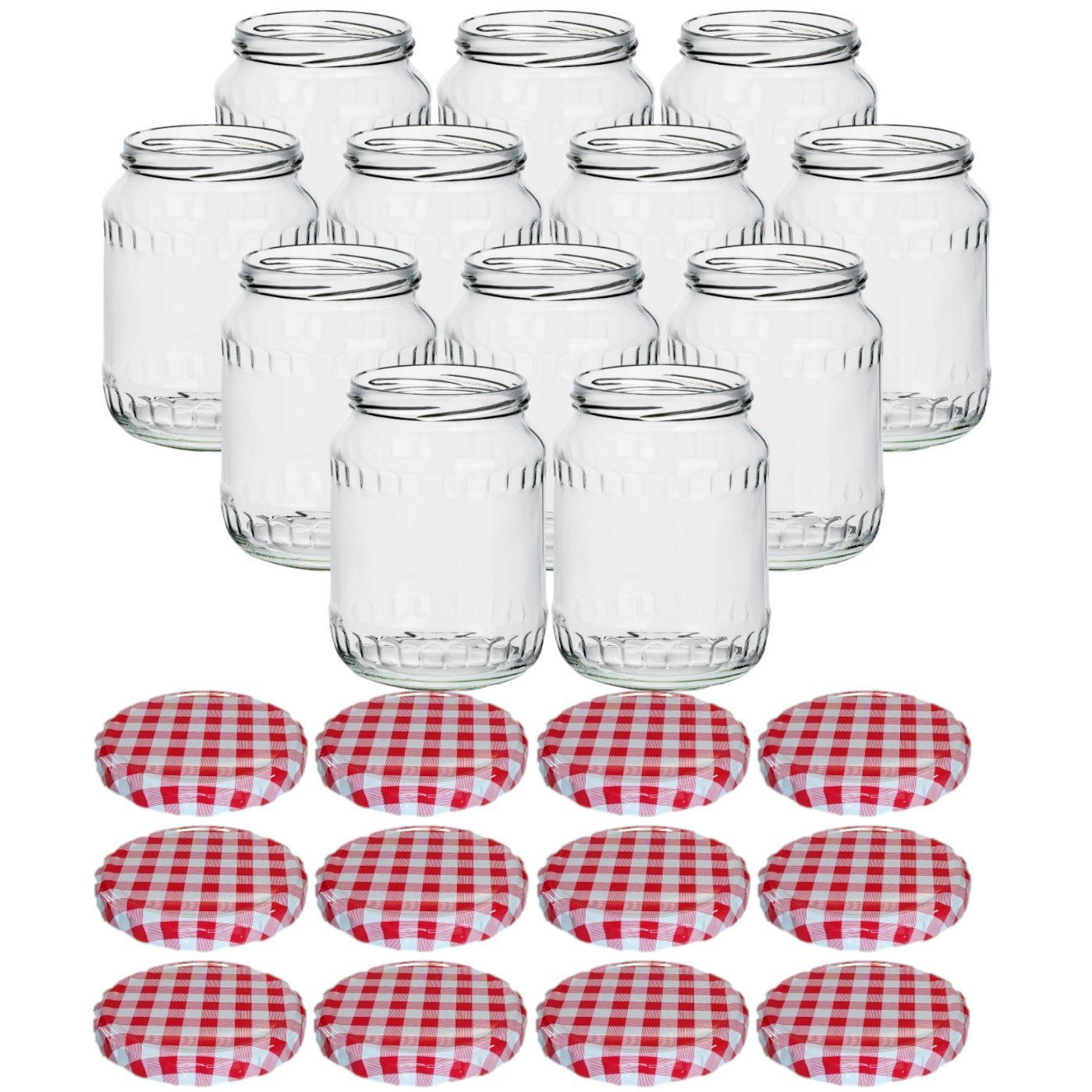 gouveo Einmachglas Банки для хранения 720 ml Klassik mit Schraub-Deckel - Große Банки, (12-tlg., Karorot BS)