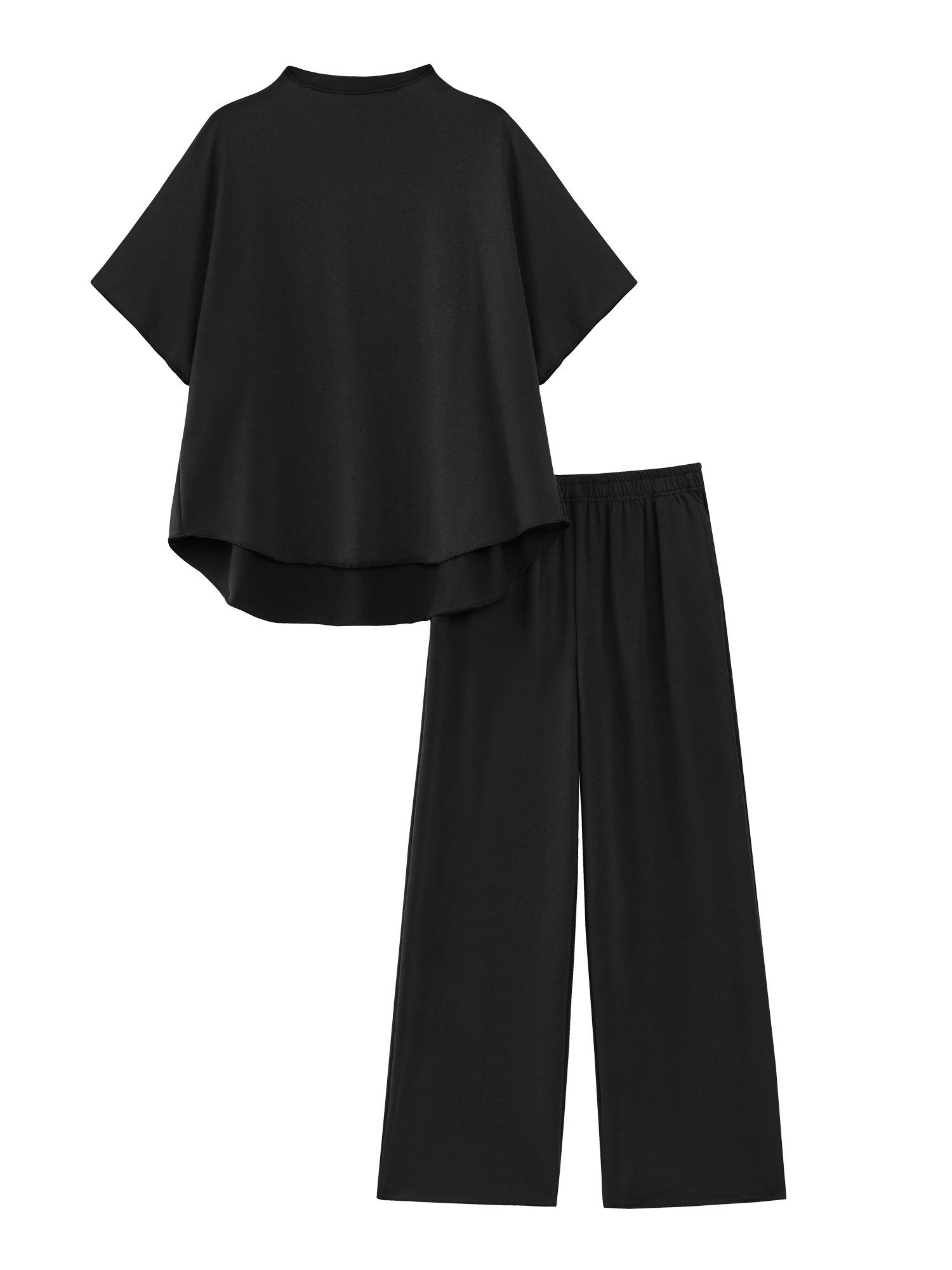 Imily Bela Hausanzug Damen Lounge-Set (Set, 2 tlg., Pullover-Oberteil mit 3/4-Fledermausärmeln + weite Hosen) Einfarbig