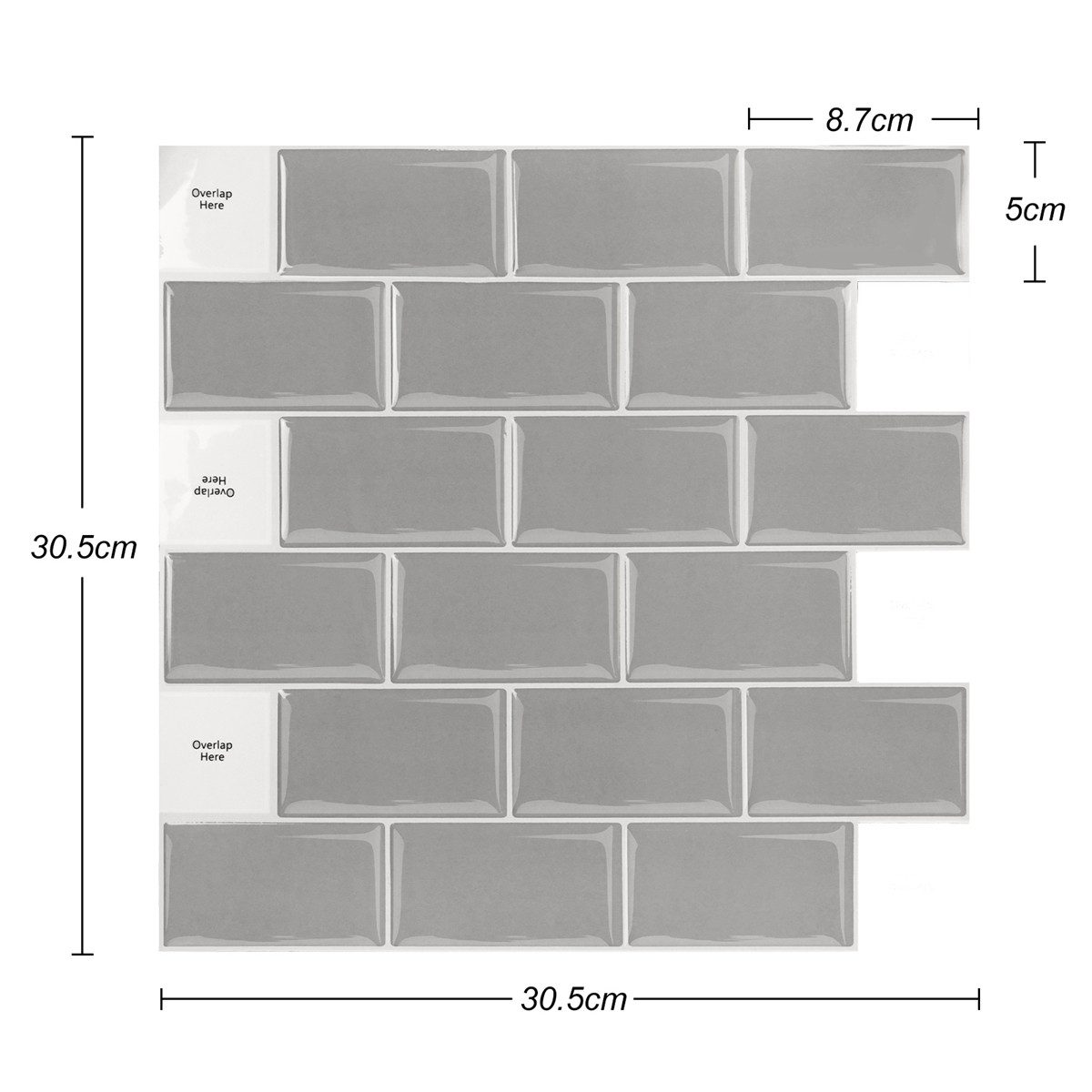 FIVMEN Küchenrückwand 30cmx30cm Fliesenaufkleber Küche PVC Klebefliesen mit Glänzend, Selbstklebendes Wasserdichtes, Wandfliesen Dekor, Grau