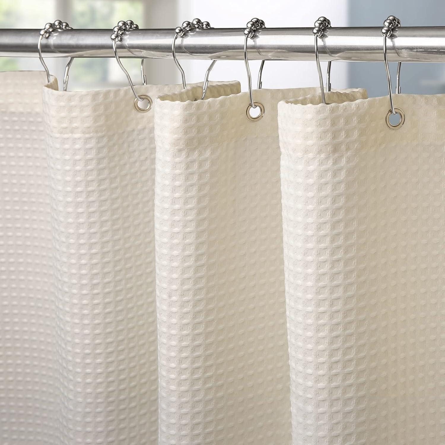 LuxusKollektion Duschvorhang Waffel Duschvorhang Anti Schimmel Wasserdicht Set 182x182cm Creme Breite 182 cm
