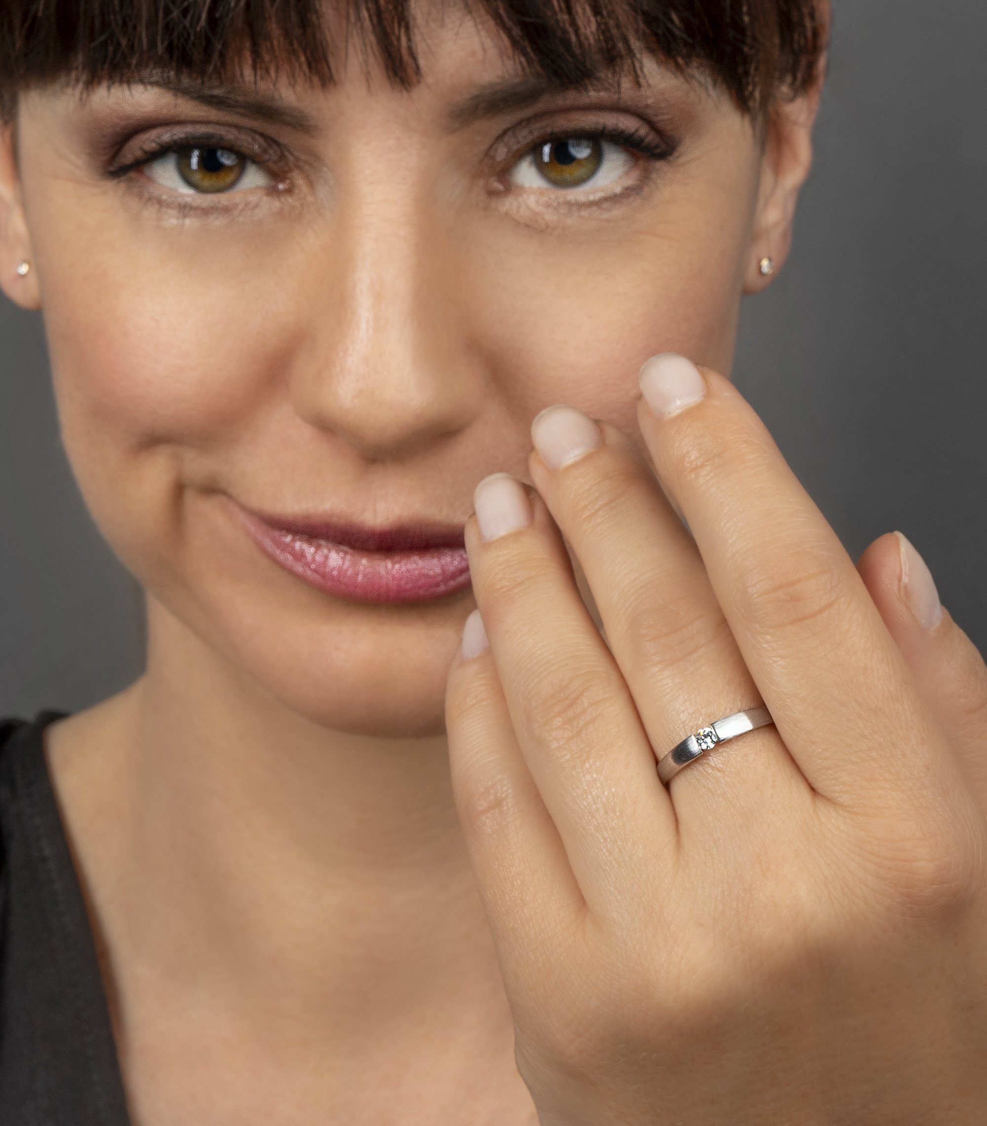 Gold Schmuck Ring ct Brillant Weißgold, Diamantring Damen ELEMENT 585 Diamant aus 0,03 ONE