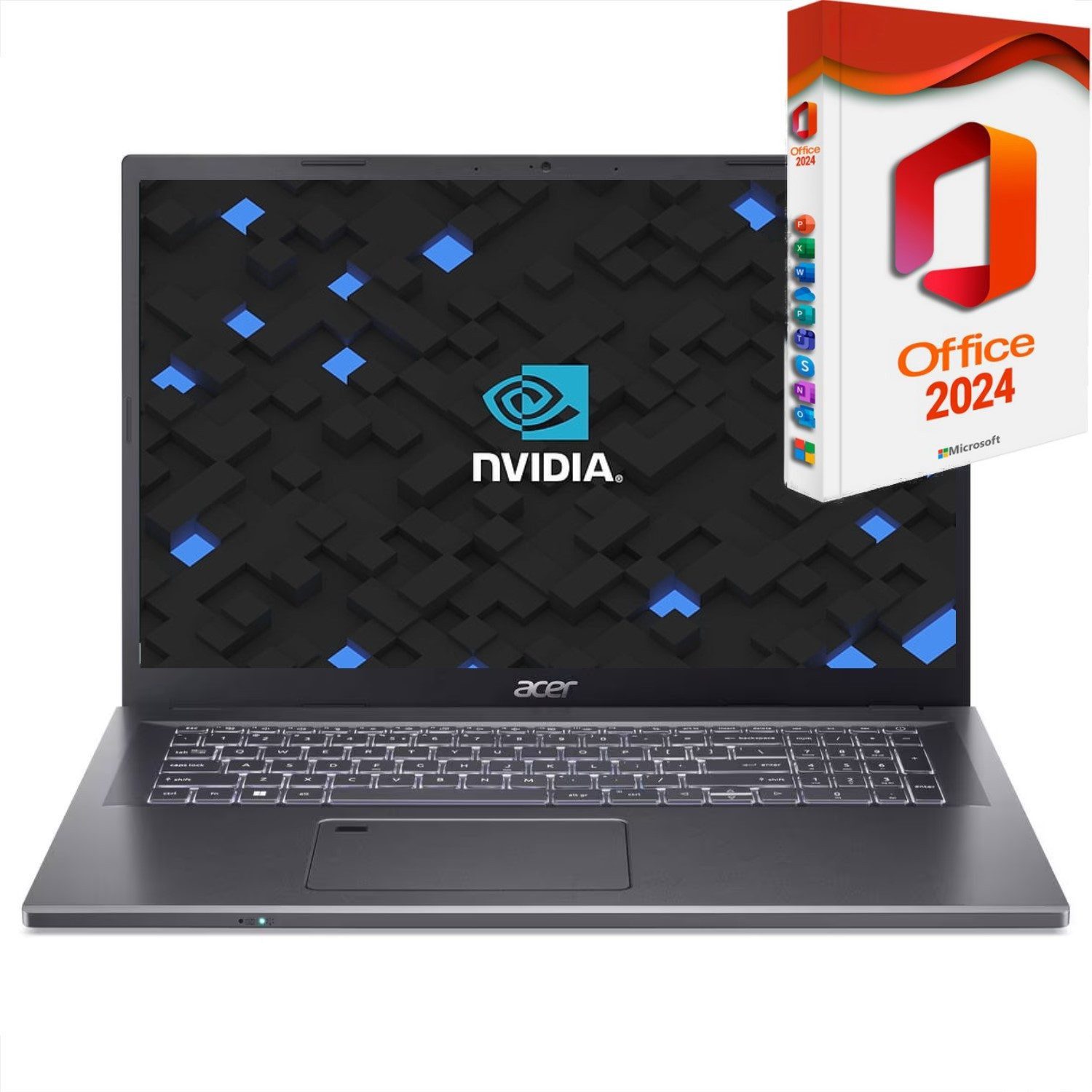 Acer Aspie A17-51, Intel Core i7-150U, Nvidia GeForce RTX 2050, Gaming-Notebook (44 cm/17.3 Zoll, Intel Core i7 150U, Nvidia GeForce RTX 2050, 16 GB, 500 GB SSD, Windows 11 Pro 64Bit + MS Office 2024, Beleuchtete Tastatur)