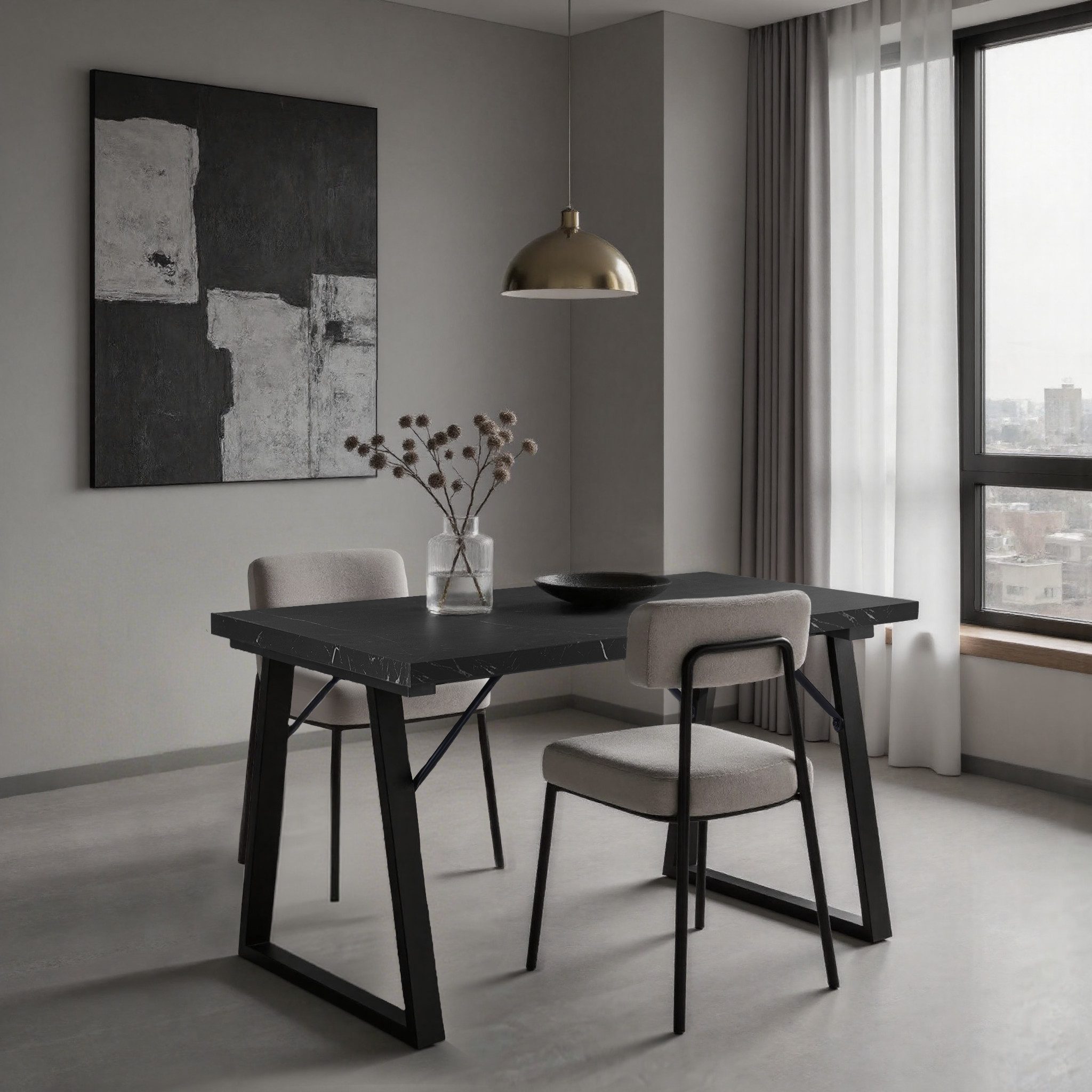 HOMAVO Esstisch MDF-Tischplatte mit Marmor- oder Holzoptik, Metallgestell-Z günstig online kaufen