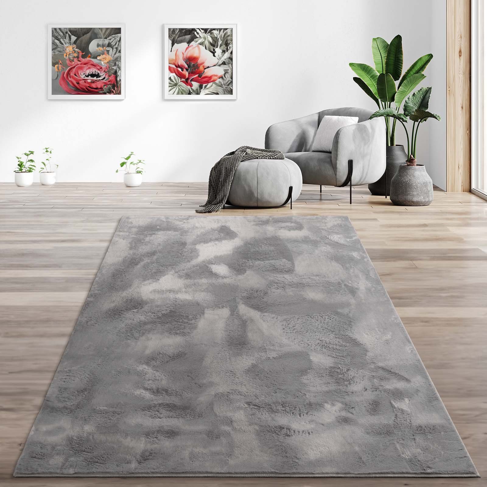 Teppich Hasenfell Bora Soft, TaraCarpet, rechteckig, Höhe: 14 mm, Hasenfell anthrazit Wohnzimmer Schlafzimmer Esszimmer 240X340