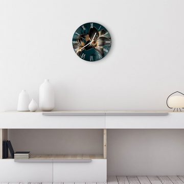 DEQORI Wanduhr 'Hochwertige Liliengrafik' (Glas Glasuhr modern Wand Uhr Design Küchenuhr)