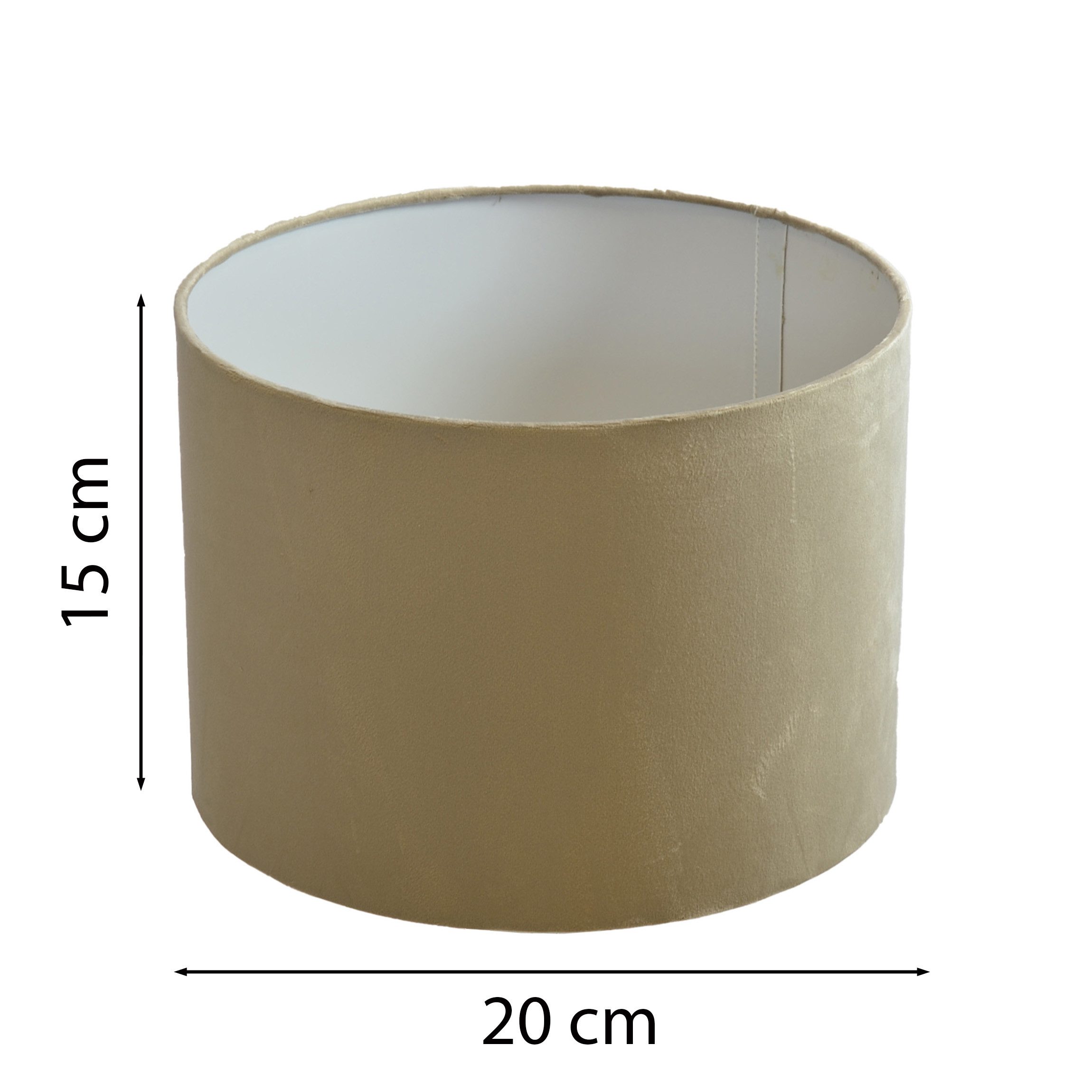 B&S Lampenschirm Lampenschirm Ø 20 x 15 cm taupe Velour Zylinderförmig