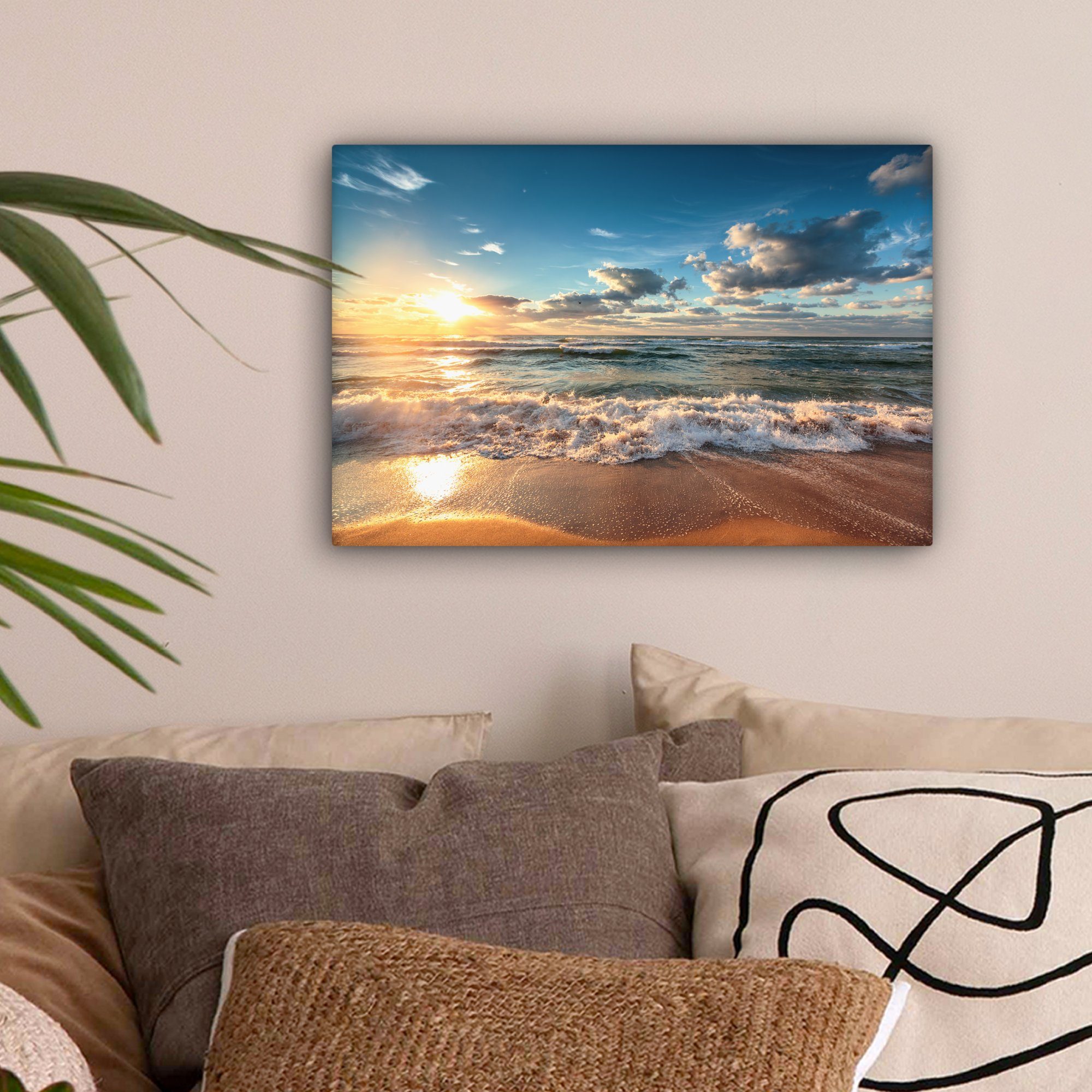 OneMillionCanvasses® Leinwandbild Strand - Meer - Sonnenuntergang, Fotodruc günstig online kaufen