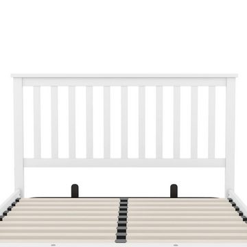 WISHDOR Bett Doppelbett Holzbetten Gästebett Kinderbett 140x200cm (mit Lattenrost und Stauraum, für Kinder Jugendliche, Erwachsene, einfach zu montieren), Ohne Matratze
