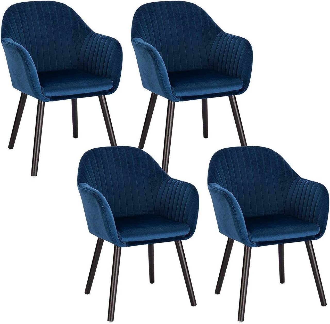Stuhl Esszimmer Stühle Samt Stoff Modern Schalenstuhl Armlehne Blau Gün