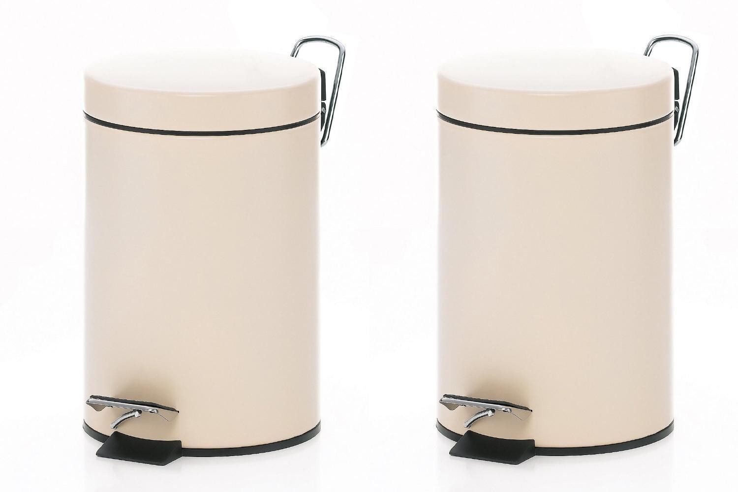 kela Kosmetikeimer MONACO, Metall, Beige, Schwarz, 3 Liter, 2er Set, mit Schwingdeckel