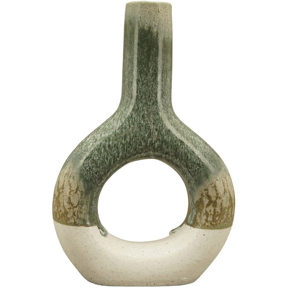 matches21 HOME & HOBBY Blumentopf rund Dekovase St) cm Steingut beige grün (1 Loch Blumenvase 19,5