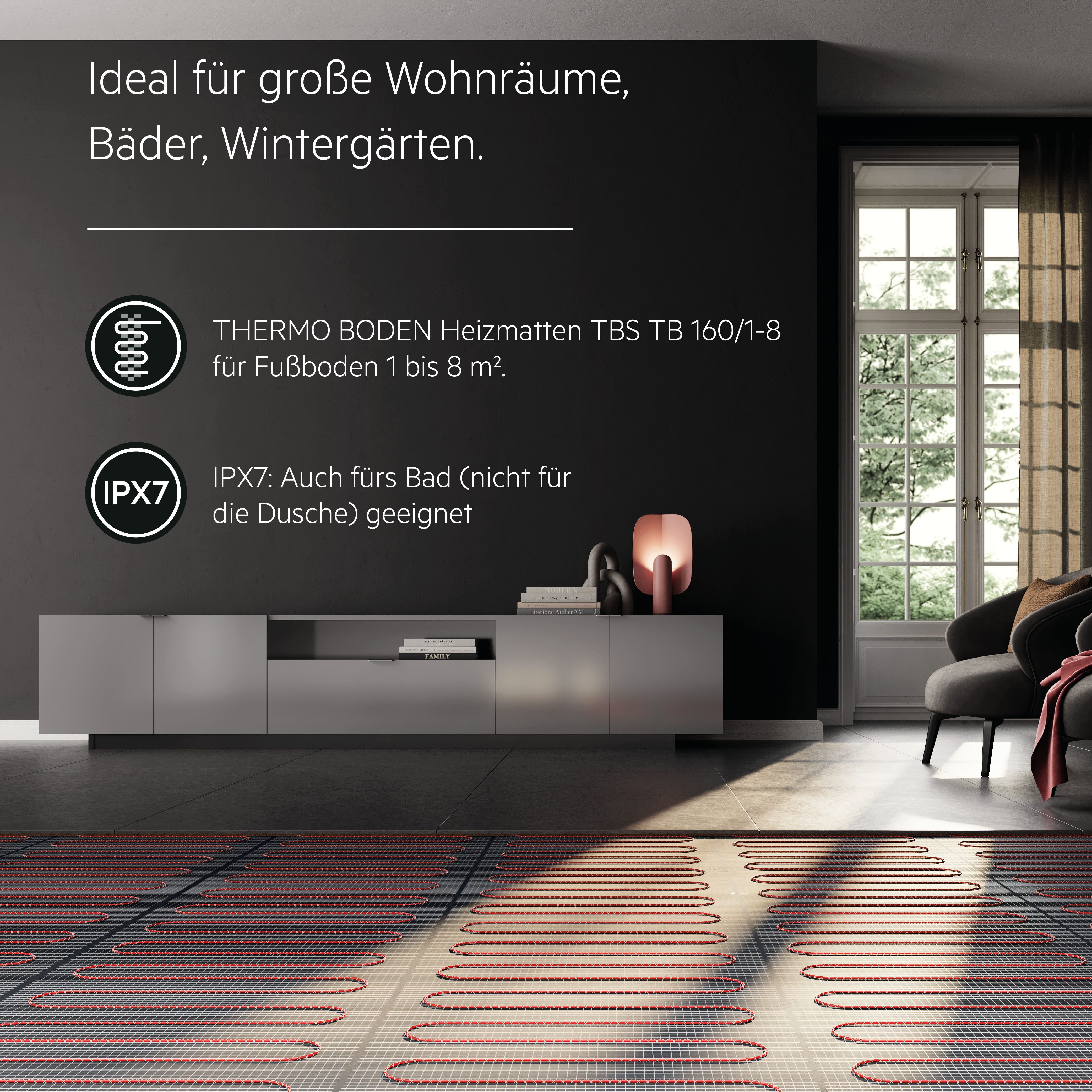 AEG Haustechnik Fußbodenheizung Basis Thermo Boden »TBS TB 160/6 Set Plus«, Elektrische Fußbodenheizung, Komplettset 6 m², 160 W/m²