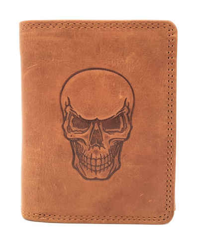 Hill Burry Geldbörse echt Leder Portemonnaie Skull Totenkopf mit RFID Schutz, super Geschenk für Biker