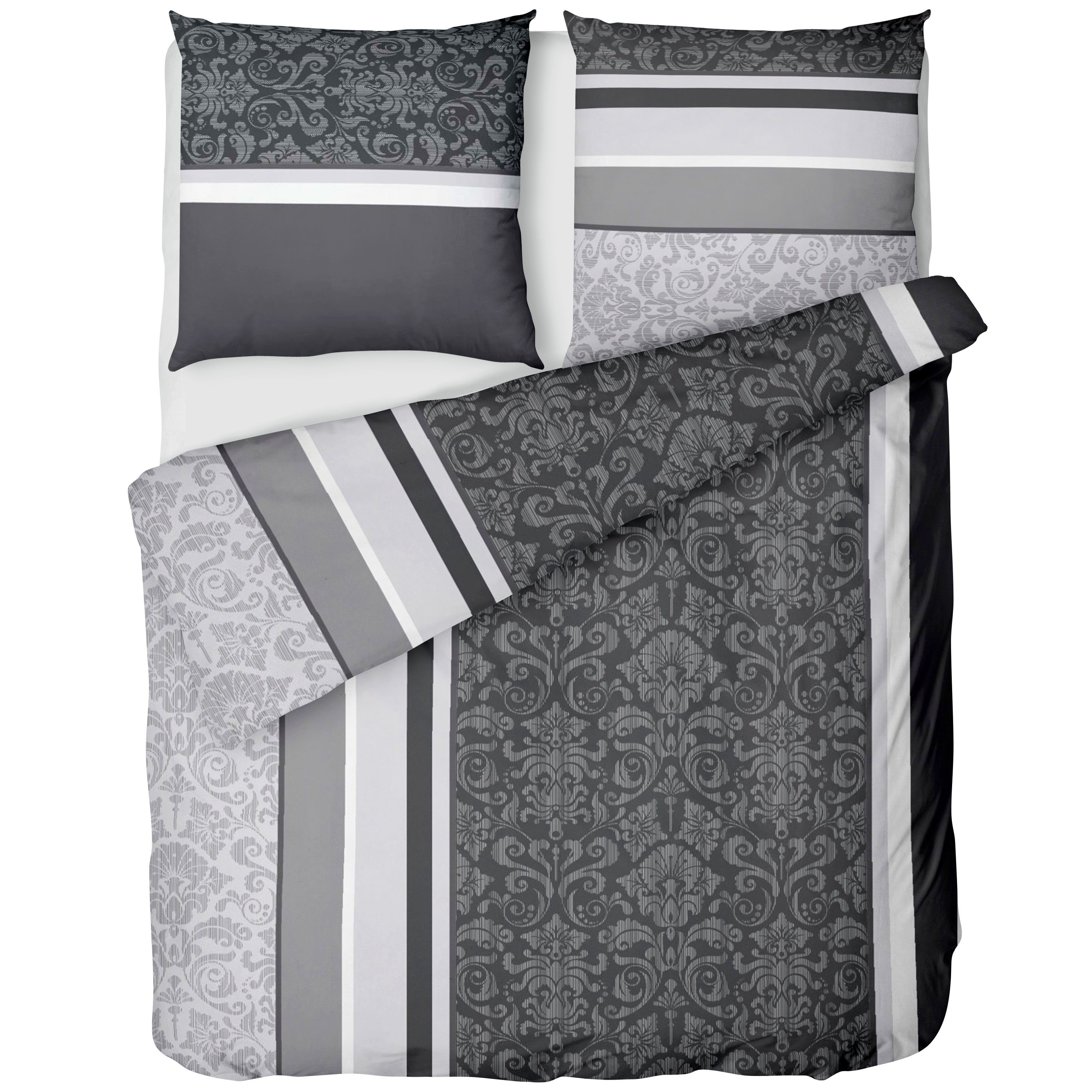 Bettwäsche »Biber Bettwäsche 155x220 2tlg Bettwäsche Anthrazit