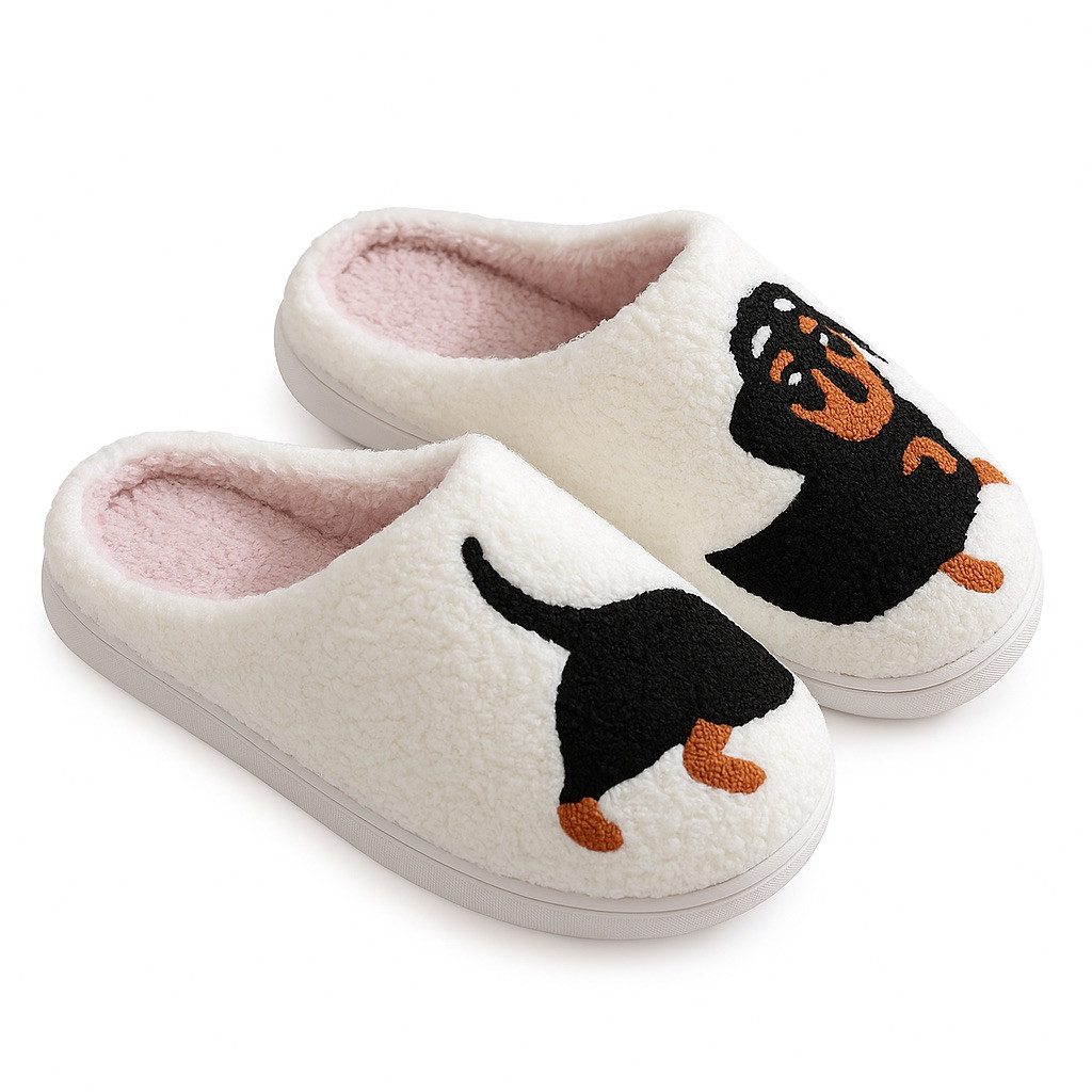 Corimori mit netten Motiven, Gr. 34-44, Antirutsch & bequem Plüsch Домашнє взуття (Packung) Dackel Шльопанці für Kinder und Erwachsene, EU Розмір 36-37